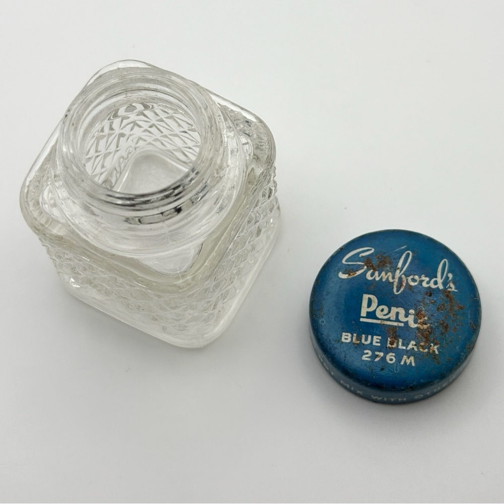 Original Vintage Sanford Pen-it Blue Old drawing Ink Empty Jar Office Supplies - Picture 2 of 7